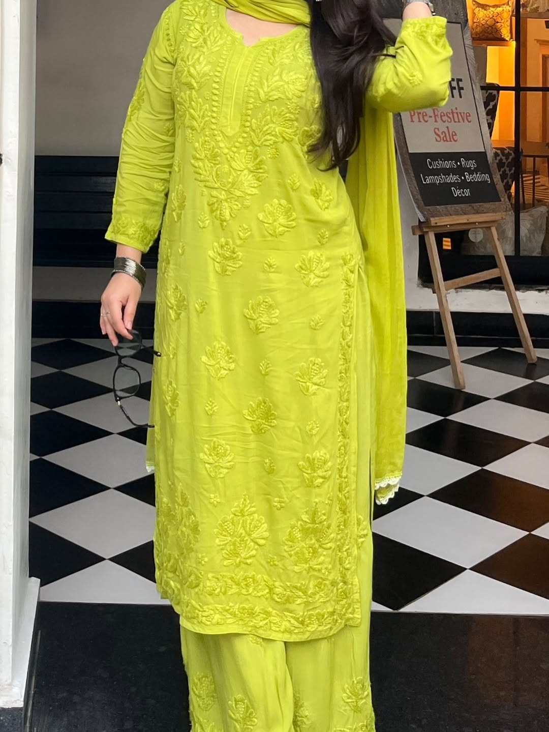 Viscose Georgette Straight Kurta Set With Work