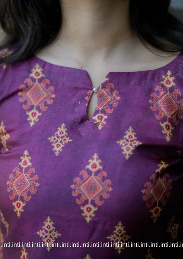 "Wine Temptation" Kurti Fabric - Kolam silk