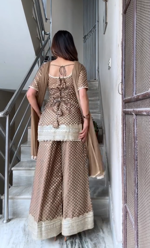 Light Brown kurta and sharara Set