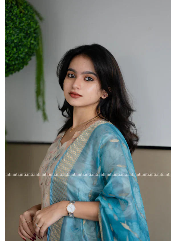 Blue Sky Garden Top & Dupatta Set